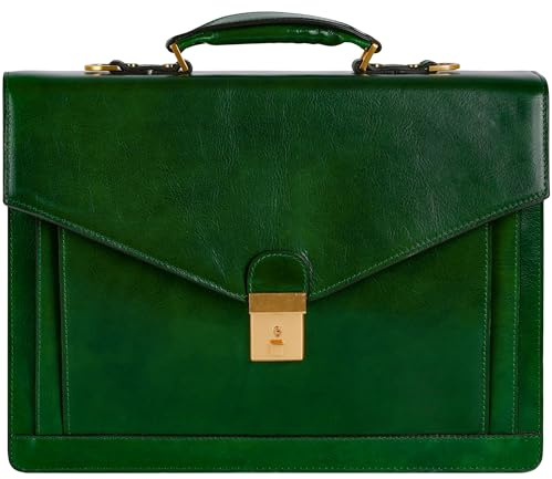 Time Resistance Aktentasche für Herren, 100% Leder – handgefertigt in Italien – Arbeitstasche – Laptoptasche – Businesstasche