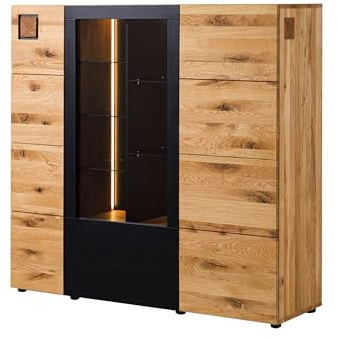 MASSIVMOEBEL24.DE | KITZBÜHEL Highboard Wildeiche Natur geölt/lackiert - Verschiedene Größen, Farbe:Natur geölt/lackiert, Größe:148x43.5x143 cm (BxTxH)