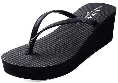 New front Sandales Compensées pour Femmes Simple et élégant Léger et Confortable Options Estivales Loisir Vacances à la mer Loisirs à la Maison Extérieures Intérieures Sandales,Noir,37