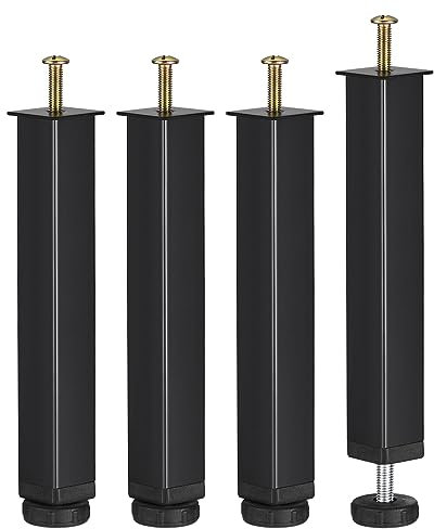 QUARKZMAN 4Stk Einstellbar Höhe Bettgestell Stützfüße Ersatz Bett Schiene Unterstützung Zentrum Rahmen Lattenfüße Steiger(220mm-255mm/8.7-10) Schwarz