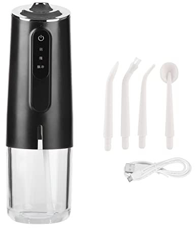 Topyond Schnurlose Munddusche Mit Düse, 3 Modi, Munddusche, 240 Ml Zahnspangen-Reiniger, Wiederaufladbare USB-Wasser-Zahnseide Für Die Zahnreinigung(Schwarz)