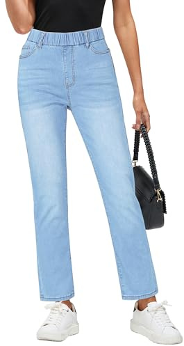 GRAPENT Women's Pants Womens High Waisted Western Jeans for Women High Waist Summer Jeans Tummy Control Jean Pants for Women Trendy Casual Color Gentle Sea Blue Large Size 12 Size 14