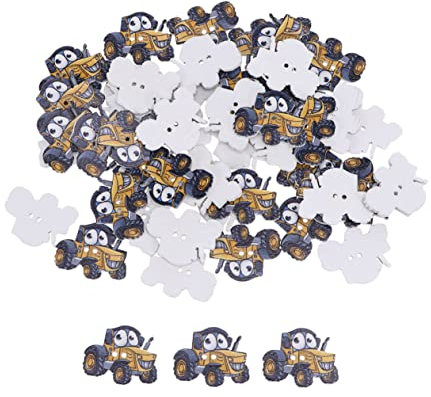 STOBOK 50stücke Holzknöpfe Mit Traktor-motiv Zum Nähen Diy-holzknöpfe Für Scrapbooking Handbemalte Schuhen Und Hüte Nähknöpfe Aus Strapazierfähigem Material