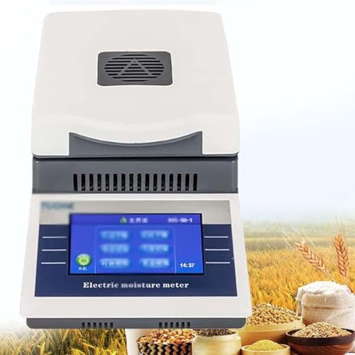 Feuchtigkeitsanalysator, Halogen-Messgerät für Pulver, Tee, Fleisch, Lebensmittel, 50 g/110 g Kapazität, 0,001 g/0,005 g Ablesbarkeit – Touchscreen Fast Lab, 0,02%/0,01%