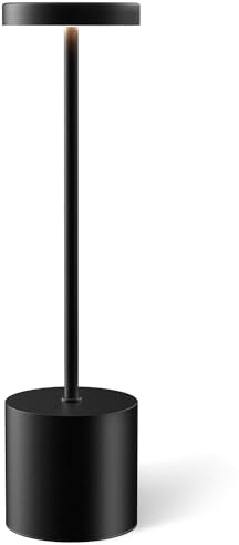 Swinerton Cordless Table Lamps Rechargeable, Portable LED Desk Lamp, 5000mAh Battery Powered Wireless Table Light - 3 Color Dimmable Lighting for Restaurant Dining Patio Outdoor Bedroom(Black)