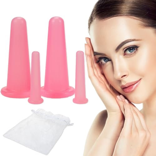 Tcnzdy 5-teiliges Schröpfgläser Set Silikon, Gesicht Schröpfgläser 2 Größen Schröpfen Mit Aufbewahrungstasche Cupping Und Schröpfen Silikon Cupping Set für Schönheit Hautpflege (Rosa)