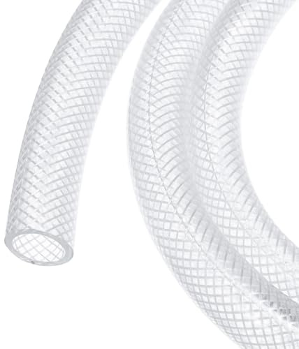 sourcing map Braided Clear PVC Vinyl Tubing 5/8 ID PVC Tube High Pressure Water Hose 10ft for Industrial Tubing, Pump, 15.9mm x 21mm