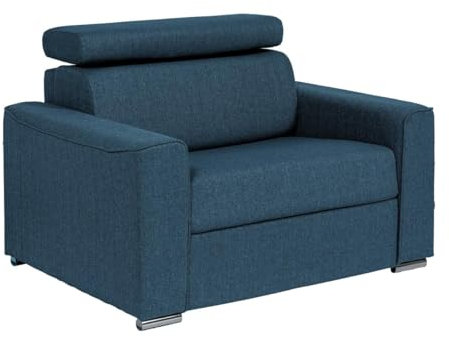 Vente-unique-Schlafsessel mit Matratze - Liegefläche 70 cm - Matratze 14 cm - Stoff - Blau - Vizir