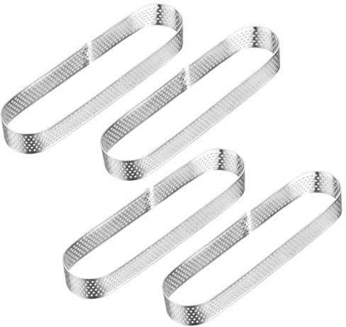 Westmark Stampi per Tartellette, 4 Pz. – Forme perfette per tartellette e quiche – Risultato di cottura uniforme grazie alla perforazione - Argento, Ovale, Ovale, 14,5 x 3,5 cm, 4 pezzi