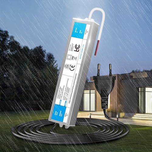 KSIBNW LED Trafo 12V 100W 8,3A Netzteil Adapter IP67 Outdoor Wasserdicht Transformator mit Stecker, Treiber 230V AC auf DC 12Volt Konstantspannung Niedervolt Schaltnetzteil für Außen LED Streifen