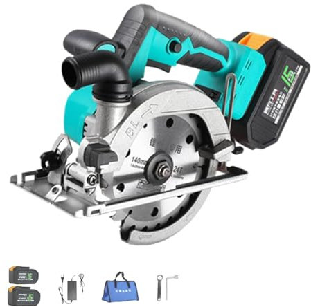 Sierra Circular Eléctrica, Corte Eléctrico, Sierra Circular De 7,8 Pulgadas, ángulo De Corte Y Profundidad Ajustables (0~45°, 0~30 Mm), Para Cortar Madera, Con Dos Baterías Y Cargador
