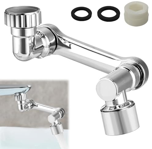 keyxer Wasserhahn Aufsatz Verlängerung, 1080 Grad Multifunktionaler Verlängerungshahn, Multifunktionaler Verlängerungshahn Rotierender Wasserhahn Verlängerung Mit Adapter für Bad und Küche