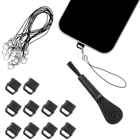 Aphumedc 10 Pack, USB C Anti Dust Plug, USB Port Cover with Easy-Grip Tab Lanyard & Cleaning Brush, Compatible with 17 16 15 Pro Max, All USB C Devices