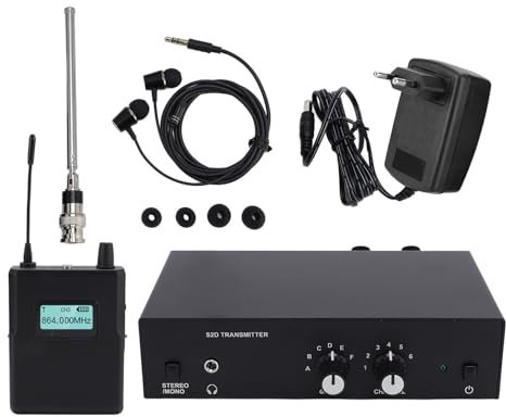 Vikye Wireless Im Ohrmonitor -System, Drahtloses IEM -System mit 36 ​​einstellbaren Frequenzen für Studio, Gitarre, DJ, Live -Performance (902 Bis 928 MHz) (EU-Stecker)