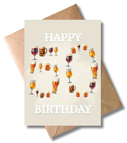 WBdesignz – Geburtstagskarte „Happy 50th Birthday mit Biergläsern“ mit Umschlag – Lustige Karte zum 50. Geburtstag für Männer & Bierliebhaber (DIN A6)