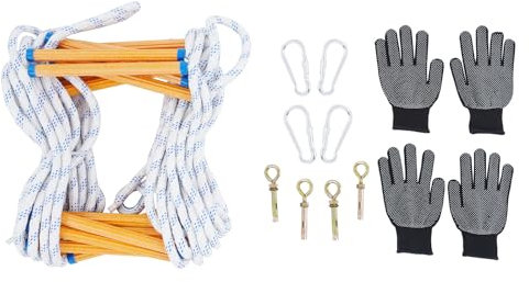 5m 10m Strickleiter Feuerleiter, Seilleiter Rettungsleiter Fluchtleiter aus Schwer Entflammbarem Nylon | Wiederverwendbar - Wasserdicht, Reißfest - Seil Leiter | Fenster Balkon Geländer Baumhaus (10m)