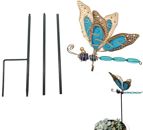 Hayaww Leuchtende Schmetterling Gartenstecker Blume Garten Schmetterlinge Patio Ornamente auf Stöcke für für Garten Terrasse Balkon Pflanzendekoration Outdoor Hof Dekoration Frühlingsdeko (A)