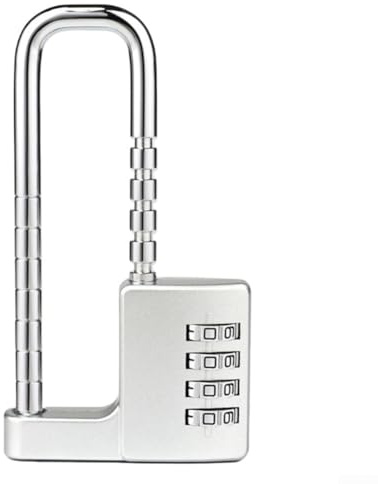 Candado de combinación para casillero, grillete largo ajustable en forma de U con contraseña mecánica para manija de puerta de armario de archivador (plateado)