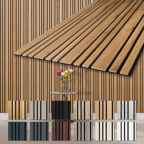 HEXIM Akustikpaneele 2 Stück 278x60cm Holz Mila - flexible Holzpaneele Platten Wandpaneele Wanddeko Kombipaneel Wandverkleidung Schalldämmung Akustikfilz braun (3.34m² Pecan)