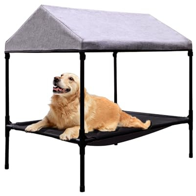 Elevated Dog Bed with Canopy, Outdoor Dog Bed with Removable Shade Tent for Small Medium Dogs, Breathable, Easy to Clean(36 x 25)