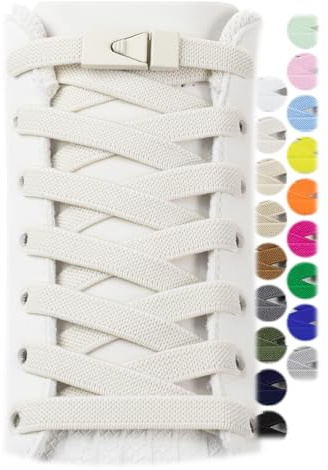 Stepace 2 Pares de Cordones Elásticos Deportivos Sin Lazo Para Adultos y Niños 11mm de Ancho Talla Única Blanc cassé 120