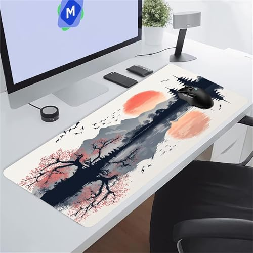 Peinture L'Encre Tapis de Souris de Jeu 1200x600x3 mm Grand Tapis de Souris Gaming sous-Main Bureau Gamer Large avec Base Antidérapante Tapis de Clavier Lavable pour Gamer PC