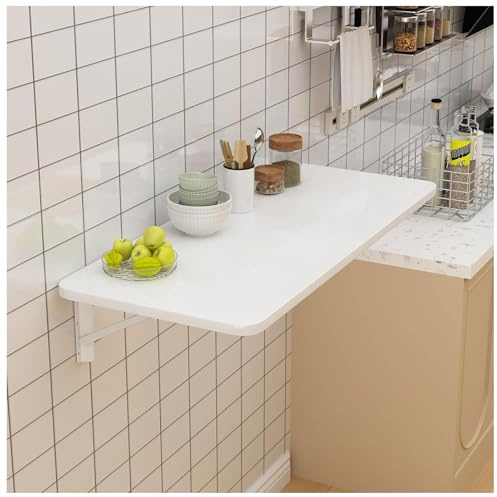 Klapptisch Wand,Wandklapptisch Wandmontage Wandtisch Klappbar Wandtisch Esstisch Ausziehbar Wandschreibtisch Für Waschküche, Küche, Büro, Balkon,Weiß,80X30(31.5X11.8in) cm