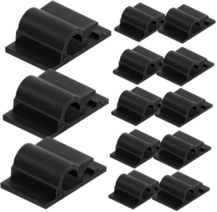 GALPADA 100pcs Black Adhesive Cable Clips Cord Holders for Desk Wall Wire Management Compatible with USB Audio Network Cables Easy Removable Organizer for Home Office