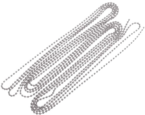 CORHAD Edelstahl Kugelkette Silber 3 Meter mit 10 Verbindungsstücken Verstellbare Länge für Hundemarken und Anhänger Kette Sterling Silber