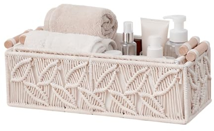 Cesto portaoggetti Boho - Organizer da bagno fatto a mano, design estetico intrecciato naturale, materiale in corda ecologica per una disposizione ordinata, contenitore decorativo versatile, 3,54 poll