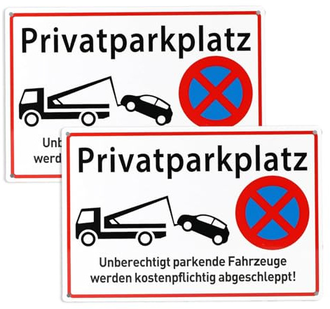 2 cartelli di parcheggio vietato, 30 x 20 cm, per aree residenziali, posti, parcheggio e altri luoghi, contiene colla di supporto, impermeabile, resistente ai raggi UV
