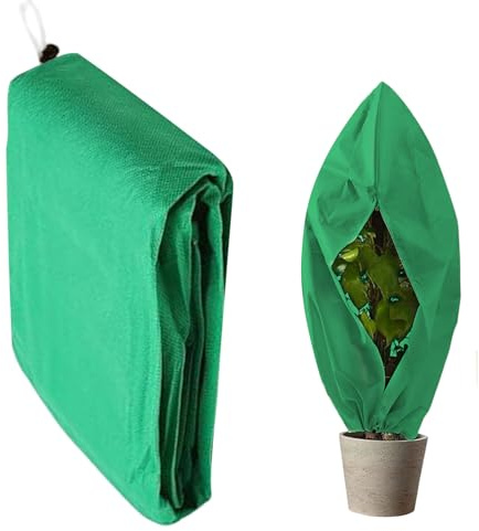 Cobertor para plantas con protección contra la congelación – Manta transpirable con cordón para arbustos, para plantas al aire libre | para árboles pequeños, tomates, bonsái, arándanos, cítricos