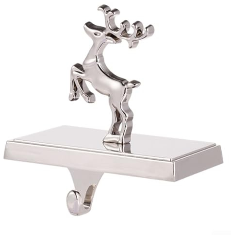Mensola in acciaio inox per appendere calze di Natale, ganci in metallo antiscivolo resistenti per appendere calze e decorazioni, motivo: alci, fiocchi di neve, albero di neve (alce)