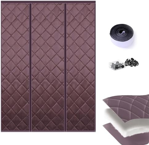 Rideau De Porte Magnétique Isolant Thermique Rideau De Protection Temporaire En Tissu Oxford Protection Phonique Et Coupe-vent Pour Hiver Couloirs Patio Portes(Brun,W230*H200cm)