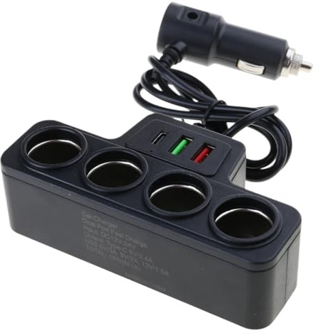Portable Car Charger 12V/24V Power Socket Splitter Fast Charging Adapter 120W