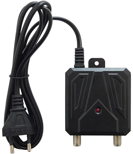 Alimentatore Antenna TV 12V 300mA Stabilizzato con Cavo 1.5m e Viti Fissaggio Universale - Nero
