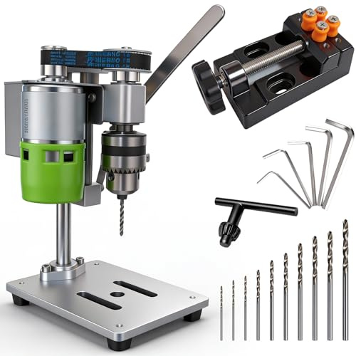 EKVILI Compact Benchtop Drill Press, Rear-Mounted 795 High-Torque Motor, Mini Precision Bench Drilling Machine for DIY, Woodworking, Jewelry Making & Crafts, B10 Chuck