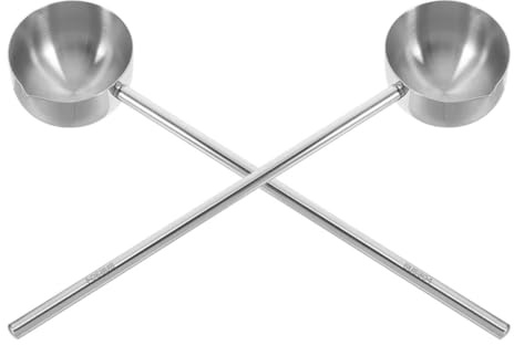 Milisten Lot de 2 Petites Casseroles en Acier Inoxydable 304 avec Longues Poignées, Louches pour Servir L'huile Résistantes la Chaleur, Cuisine Domestique et Restauration Professionnelle