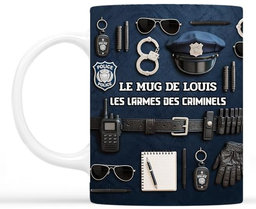 Cadeau Plus Mug Personnalisé Prénom - Les larmes des criminels - Tasse personnalisée, Mug Police, Mug Militaire, Tasse Collegue