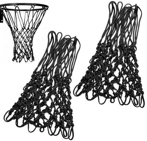Red de baloncesto de 2 piezas, red para canasta de baloncesto, para exteriores, resistente y duradera, adecuada para montaje en interiores y exteriores
