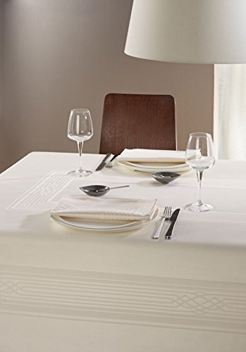 Curt Bauer Damast Tischwäsche 3405 Fuga 130x170cm, Farbe weiß