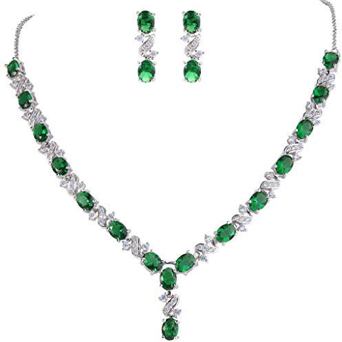Clearine Damen Elegant Delicate Cubic Zirconia Unendlichkeit Y-Form Halskette Dangle Ohrringe Set