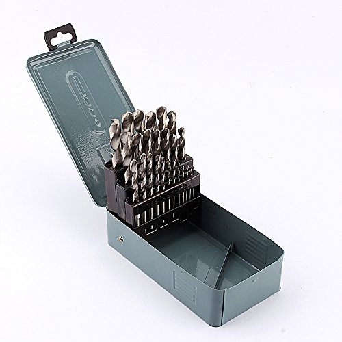 Juego de 25 brocas de acero HSS de 1 mm a 13 mm, con funda de transporte.