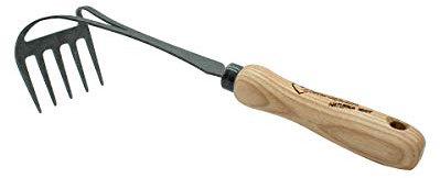4betterdays.com NATURlich leben! Handrechen mit 5 Zinken mit Eschenholzgriff - Stiellänge: 14 cm, Gewicht: 200 g - Handgeschmiedet in Deutschland