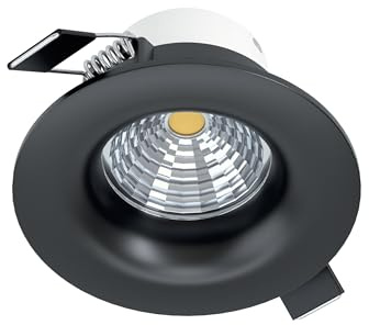Eglo Foco empotrable LED Saliceto, spot de techo regulable, redondo y plano | aluminio negro, luz cálida, Ø 8,8 cm