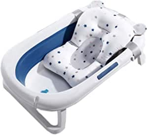 Siège de Bain Baignoire Bébé Coussin de Soutien Flottant Nouveau-né Tapis de Bain Antidérapant Oreiller de Bain Doux Chaise de Bain Pliable Hamac de Douche pour Nourrisson 0-12 Mois, Sans Baignoire