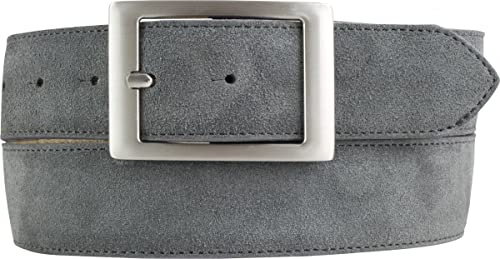 BELTINGER Herren-Gürtel aus Veloursleder mit Doppel-Schnalle 4 cm | Velour-Ledergürtel für Herren 40mm | Wildleder-Gürtel 4cm | Dunkelgrau 110cm