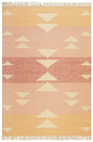 Kelim Teppich handgewebt - Naturfaser Läufer & Teppiche bestens geeignet fürs Wohnzimmer & Schlafzimmer, Handwebteppich & Wollteppich, nachhaltig & hochwertig, 160 x 230 cm, Rosa meliert - Soleil