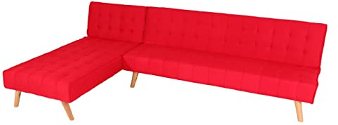 Mendler Ecksofa HWC-K38 Liegefläche, Links/rechts 256cm Stoff - rot | Sofa, Klappsofa, Massivholz, MVG