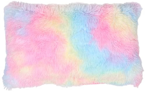 Veemoon Fluffy Faux Fur Pillowcases, Tie-Dye Faux Fur Fuzzy Pillow Cover Rainbow Fluffy Cushions Cover Soft Pillowcase Shaggy Throw Pillow Protector for Livingroom Sofa Bedroom (50 * 70 CM)